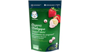 Gerber® Organic Yogurt Melts Strawberry Banana, toddler, toddler snack Gerber® Organic Yogurt Melts Strawberry Banana, toddler, toddler snack
